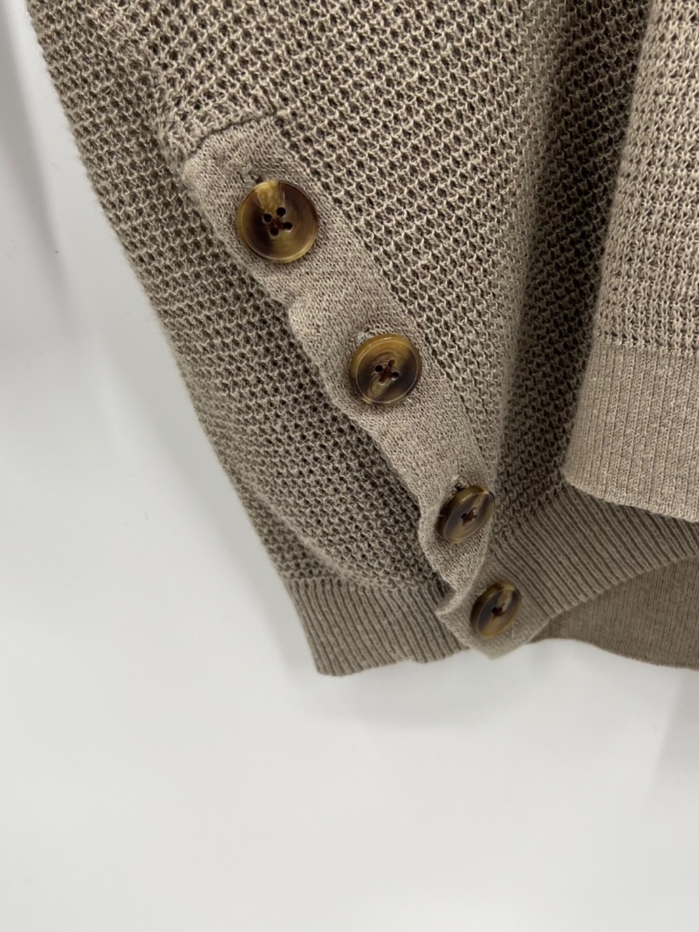 Sigrid Olsen Hooded Cardigan Open Front Button Accent Linen Blend Neutral Lagen - Picture 3 of 5